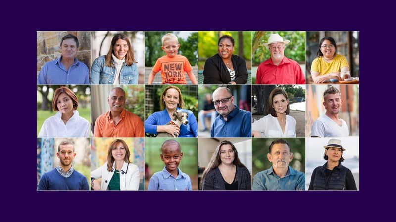 Collage of portraits showing diverse patients and healthcare professionals