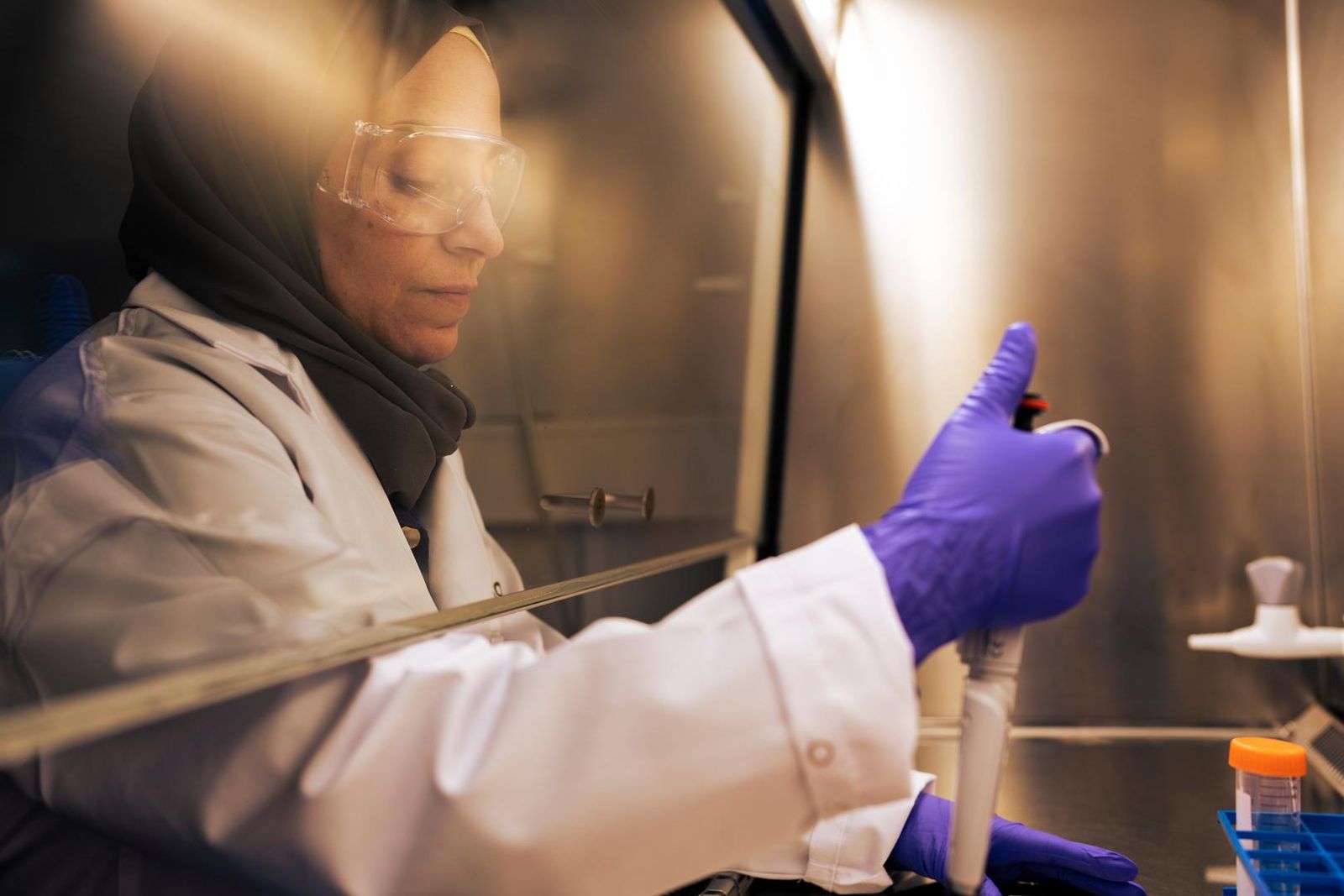 Portrait of Nadim Al Shukor, Associate Scientist, in a laboratory in Ghent, Belgium